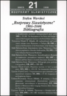 "Rozprawy Slawistyczne" 1986-2006 : bibliografia