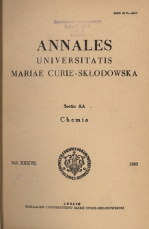 Annales Universitatis Mariae Curie-Skłodowska. Sectio AA, Chemia. Vol. 37 (1982) - Spis treści