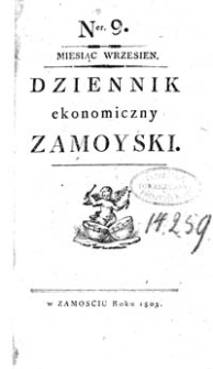 Dziennik Ekonomiczny Zamojski 1803 Nr 9