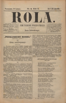 Rola : pismo tygodniowe, społeczno-literackie T. 10, Nr 8 (20 lutego 1892)