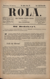 Rola : pismo tygodniowe, społeczno-literackie T. 10, Nr 26 (25 czerwca 1892)