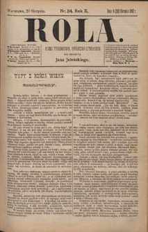 Rola : pismo tygodniowe, społeczno-literackie T. 10, Nr 34 (20 sierpnia 1892)