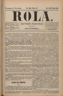 Rola : pismo tygodniowe, społeczno-literackie T. 10, Nr 39 (24 września 1892)