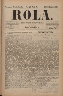 Rola : pismo tygodniowe, społeczno-literackie T. 10, Nr 42 (15 października 1892)