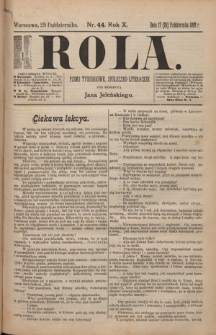 Rola : pismo tygodniowe, społeczno-literackie T. 10, Nr 44 (29 października 1892)
