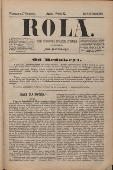 Rola : pismo tygodniowe, społeczno-literackie T. 10, Nr 51 (17 grudnia 1892)