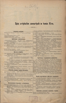 Rola : pismo tygodniowe społeczno-literackie R. 11 (1893). Spis treści