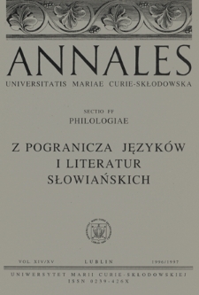 Annales Universitatis Mariae Curie-Skłodowska. Sectio FF, Philologiae. Vol. 14/15 (1996/1997) - Fotografia