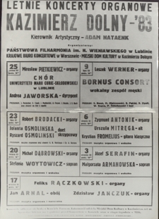 Letnie Koncerty Organowe, Kazimierz Dolny - '83 : [koncert inauguracyjny, 25.06.1983]