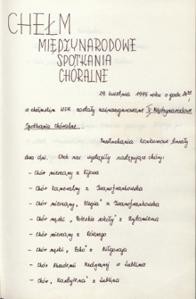 V Międzynarodowe Spotkania Chóralne, Chełm, 29-30.04.1995 r.