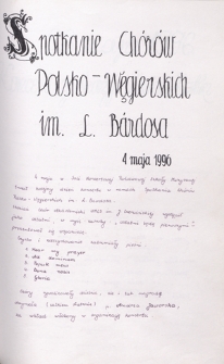 Spotkanie Chórów Polsko-Węgierskich im. L. Bardosa, 4.05.1996 r.