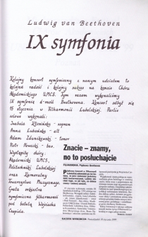 Ludwig van Beethoven - IX symfonia, [Filharmonia Lubelska, 15.01.1999 r.]