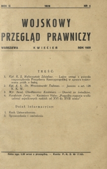 Wojskowy Przegląd Prawniczy. R. 2, nr 4 (kwiecień 1929)