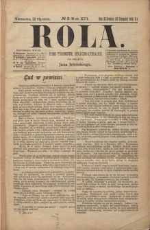 Rola : pismo tygodniowe, społeczno-literackie R. 13, Nr 2 (31 grudnia/12 stycznia 1894/1895)