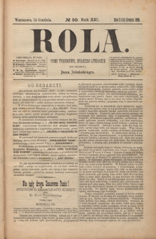 Rola : pismo tygodniowe, społeczno-literackie R. 13, Nr 50 (2/14 grudnia 1895)