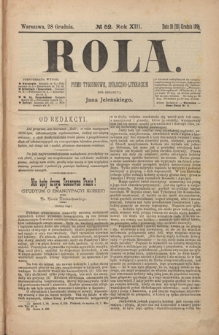 Rola : pismo tygodniowe, społeczno-literackie R. 13, Nr 52 (16/28 grudnia 1895)