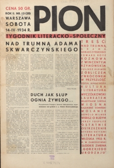 Pion : tygodnik literacko-społeczny R. 2, Nr 15 (14 kwietnia 1934)