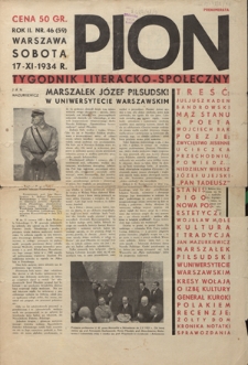 Pion : tygodnik literacko-społeczny R. 2, Nr 46 (17 listopada 1934)