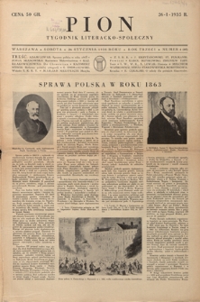 Pion : tygodnik literacko-społeczny R. 3, Nr 4=69 (26 stycznia 1935)
