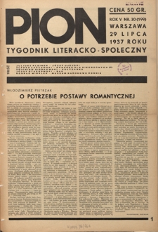 Pion : tygodnik literacko-społeczny R. 5, Nr 30=199 (29 lipca 1937)