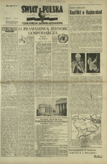 Świat i Polska : tygodnik poświęcony zagadnieniom międzynarodowym. R. 3, nr 39 (26 września 1948)