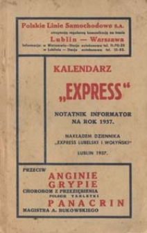 Kalendarz Express : notatnik informator na rok 1937