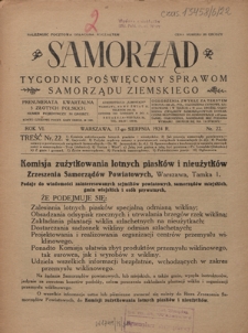 Samorząd : tygodnik poświęcony sprawom samorządu ziemskiego. R. 6, nr 22 (17 sierpnia 1924)