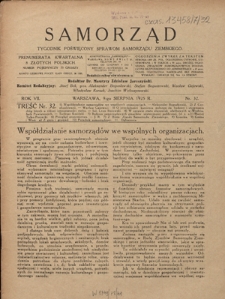 Samorząd : tygodnik poświęcowny sprawom samorządu ziemskiego. R. 7, nr 32 (9 sierpnia 1925)