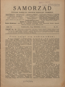 Samorząd : tygodnik poświęcowny sprawom samorządu ziemskiego. R. 7, nr 39 (27 września 1925)