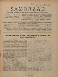 Samorząd : tygodnik poświęcowny sprawom samorządu terytorialnego. R. 7, nr 49 (6 grudnia 1925)