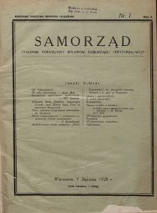 Samorząd : tygodnik poświęcony sprawom samorządu terytorialnego. R. 10, nr 1 (1 stycznia 1928)