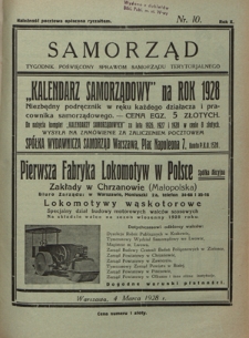 Samorząd : tygodnik poświęcony sprawom samorządu terytorialnego. R. 10, nr 10 (4 marca 1928)