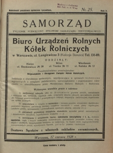 Samorząd : tygodnik poświęcony sprawom samorządu terytorialnego. R. 10, nr 25 (17 czerwca 1928)