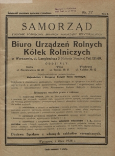 Samorząd : tygodnik poświęcony sprawom samorządu terytorialnego. R. 10, nr 27 (1 lipca 1928)