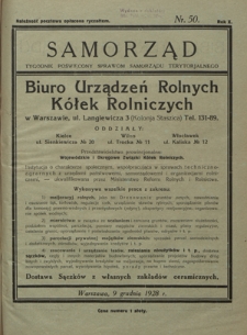 Samorząd : tygodnik poświęcony sprawom samorządu terytorialnego. R. 10, nr 50 (9 grudnia 1928)