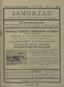 Samorząd : tygodnik poświięcony sprawom samorządu terytorialnego. R. 11, nr 5 (3 lutego 1929)