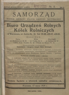 Samorząd : tygodnik poświięcony sprawom samorządu terytorialnego. R. 11, nr 11 (17 marca 1929)