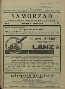 Samorząd : tygodnik poświięcony sprawom samorządu terytorialnego. R. 11, nr 46 (17 listopada 1929)