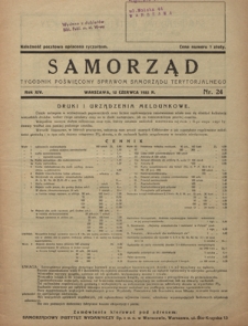 Samorząd : tygodnik poświęcony sprawom samorządu terytorialnego. R. 14, nr 24 (12 czerwca 1932)
