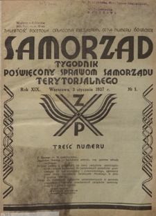 Samorząd : tygodnik poświęcony sprawom samorządu terytorialnego. R. 17, nr 1 (6 stycznia 1935)