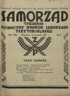 Samorząd : tygodnik poświęcony sprawom samorządu terytorialnego. R. 17, nr 4 (27 stycznia 1935)