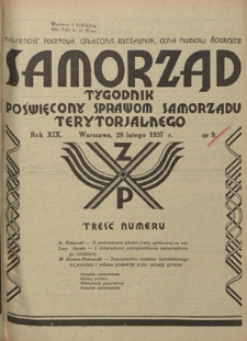 Samorząd : tygodnik poświęcony sprawom samorządu terytorialnego. R. 17, nr 9 (3 marca 1935)