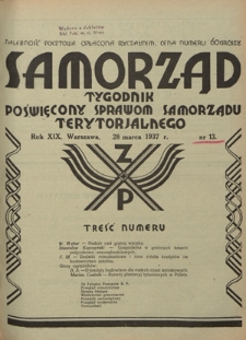 Samorząd : tygodnik poświęcony sprawom samorządu terytorialnego. R. 17, nr 13 (31 marca 1935)