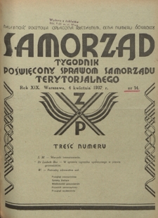 Samorząd : tygodnik poświęcony sprawom samorządu terytorialnego. R. 17, nr 14 (7 kwietnia 1935)