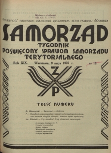 Samorząd : tygodnik poświęcony sprawom samorządu terytorialnego. R. 17, nr 19 (12 maja 1935)