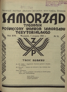 Samorząd : tygodnik poświęcony sprawom samorządu terytorialnego. R. 17, nr 31 (4 sierpnia 1935)