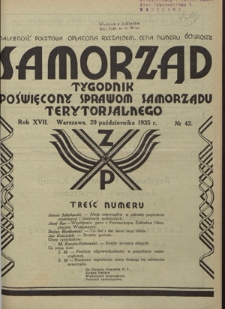 Samorząd : tygodnik poświęcony sprawom samorządu terytorialnego. R. 17, nr 42 (20 października 1935)