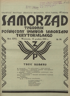 Samorząd : tygodnik poświęcony sprawom samorządu terytorialnego. R. 17, nr 50 (15 grudnia 1935)
