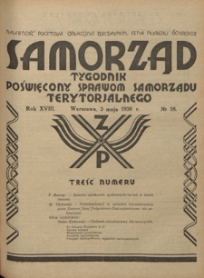Samorząd : tygodnik poświęcony sprawom samorządu terytorialnego. R. 18, nr 18 (3 maja 1936)
