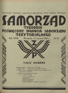 Samorząd : tygodnik poświęcony sprawom samorządu terytorialnego. R. 18, nr 24 (14 czerwca 1936)